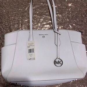 Michael Kors White Tote with Silver Accents